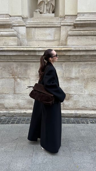 Stella Suede Tote Bag &mdash; Chocolate, 35&times;25&times;15 cm
