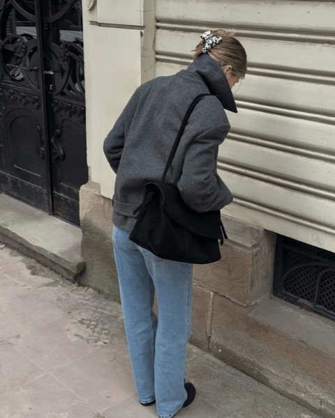 Stella Suede Tote Bag &mdash; Black, 35&times;25&times;15 cm