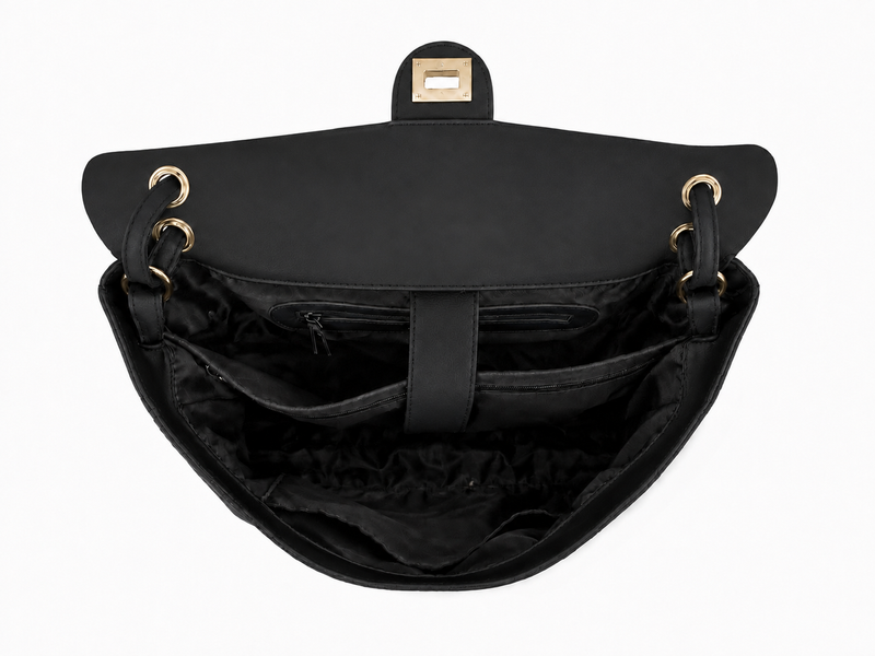 Gia Faux Leather Tote Bag &mdash; Black, 35&times;23&times;10 cm