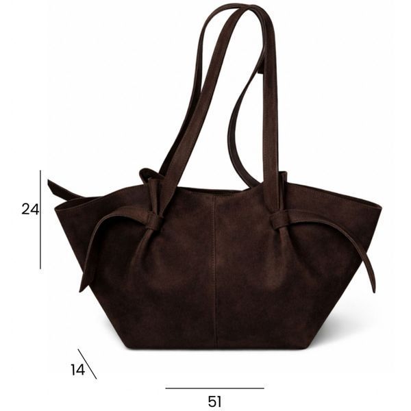 Siena Suede & Faux Leather Tote Bag &mdash; Chocolate, 51&times;24&times;14 cm