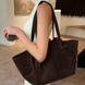 Siena Suede & Faux Leather Tote Bag &mdash; Chocolate, 51&times;24&times;14 cm