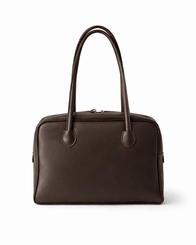 Lina Faux Leather Tote Bag &mdash; Chocolate, 35&times;24&times;15 cm