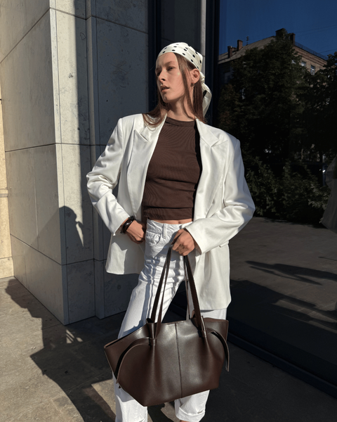 Siena Faux Leather Tote Bag &mdash; Chocolate, 51&times;24&times;14 cm