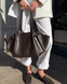 Siena Faux Leather Tote Bag &mdash; Chocolate, 51&times;24&times;14 cm