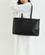 Tina Faux Leather Tote Bag — Black, 47×27×12 cm