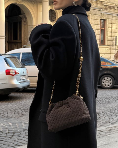 Emy Eco Suede Crossbody Bag &mdash; Chocolate, 21&times;15&times;7 cm