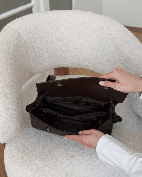 Iren Faux Leather Baguette Bag &mdash; Chocolate, 28&times;14&times;7 cm