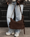 Seline Natural Suede Bag &mdash; Chocolate, 28&times;11&times;15 cm