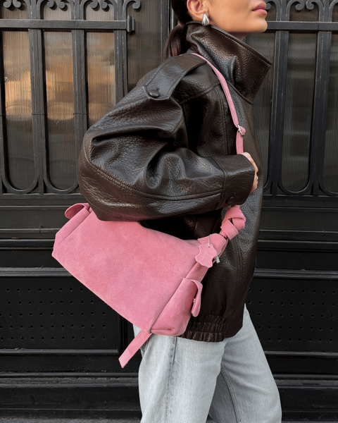 Seline Natural Suede Bag &mdash; Pink, 28&times;11&times;15 cm