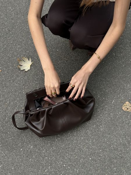 Katie Faux Leather Clutch Bag &mdash; Chocolate, 36&times;20&times;11 cm