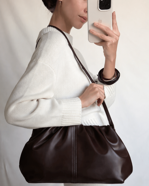 Katie Faux Leather Clutch Bag &mdash; Chocolate, 36&times;20&times;11 cm