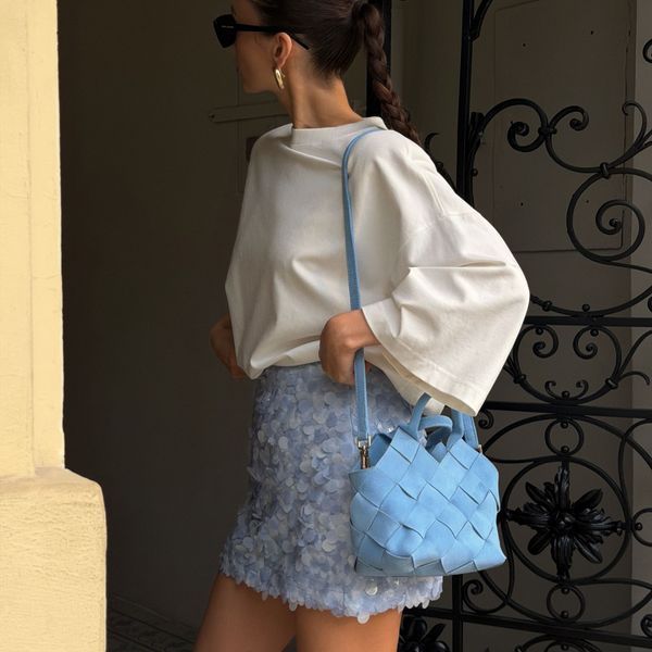 Tessa Suede Crossbody Bag &mdash; Blue, 28&times;18&times;14.5 cm