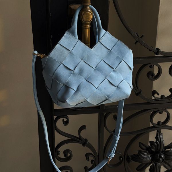 Tessa Suede Crossbody Bag &mdash; Blue, 28&times;18&times;14.5 cm
