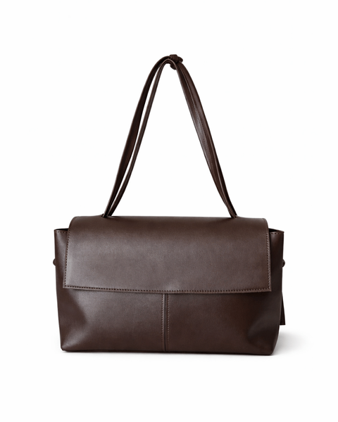 Stella Faux Leather Tote Bag &mdash; Chocolate, 35&times;25&times;15 cm