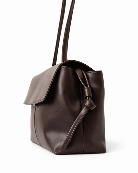 Stella Faux Leather Tote Bag &mdash; Chocolate, 35&times;25&times;15 cm