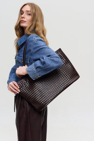 Vivi Woven Eco-Leather Bag &mdash; Chocolate, 40&times;25&times;14.5 cm